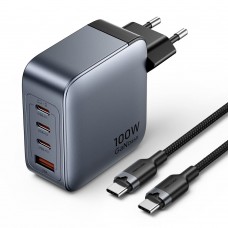 Набор Vention з/у на 4 порта GaN 100W USB (C+C+C+A) и кабель USB-C 5А Серый