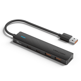 Концентратор Vention USB 3.2 Gen 2 AM/ 2хUSB-C/ 2хUSB-A Черный